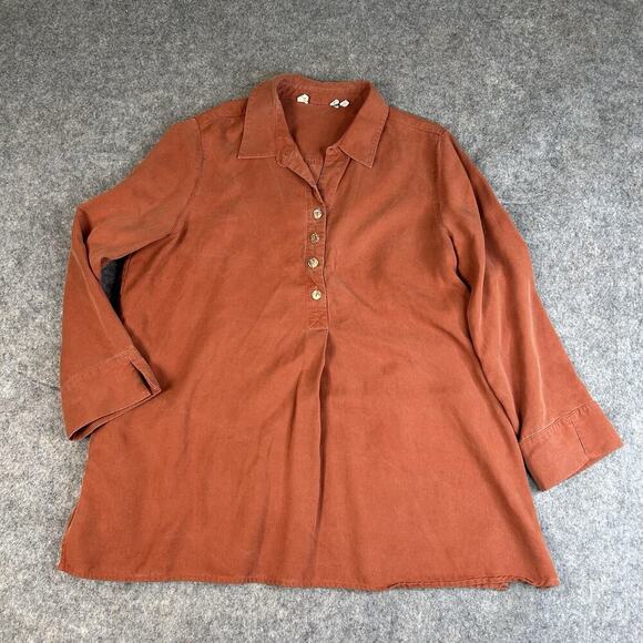 Soft Surroundings Tunic Top Womens Size XL Orange Tencel Popover Shirt Lagonlook - Picture 1 of 12